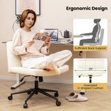 Height-adjustable Armless Desk Chair with Wheels for Home Office Make Up