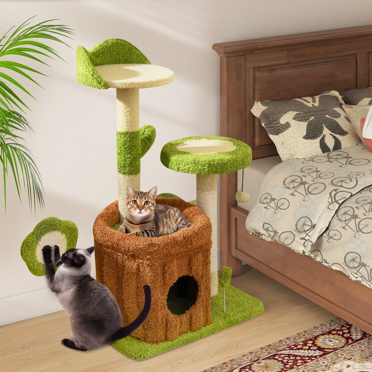 Lindo Árbol para Gatos, Centro de Actividades para Mascotas de Interior, Tipo Selva - Verde