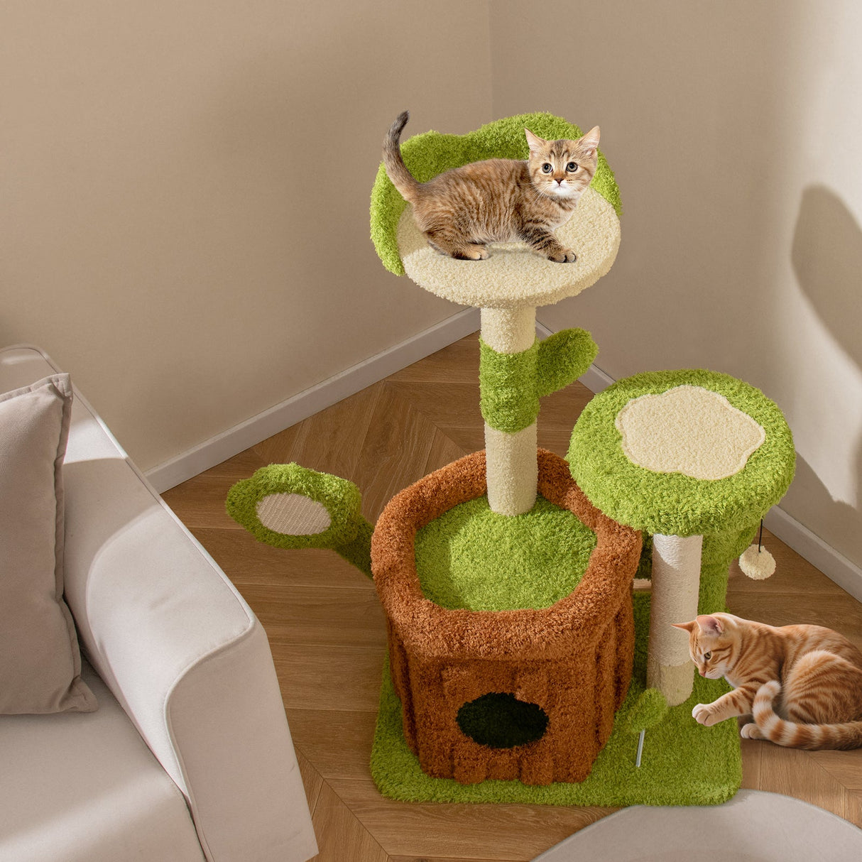 Lindo Árbol para Gatos, Centro de Actividades para Mascotas de Interior, Tipo Selva - Verde