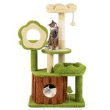 Lindo árbol para gatos adultos: torre multinivel para gatitos con condominio en el tronco - Verde