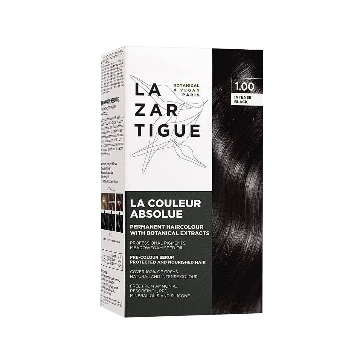 Lazartigue Absolue Colour Hair Dye 1.00 Intense Black - Intense, Long-Lasting Black Hair Color