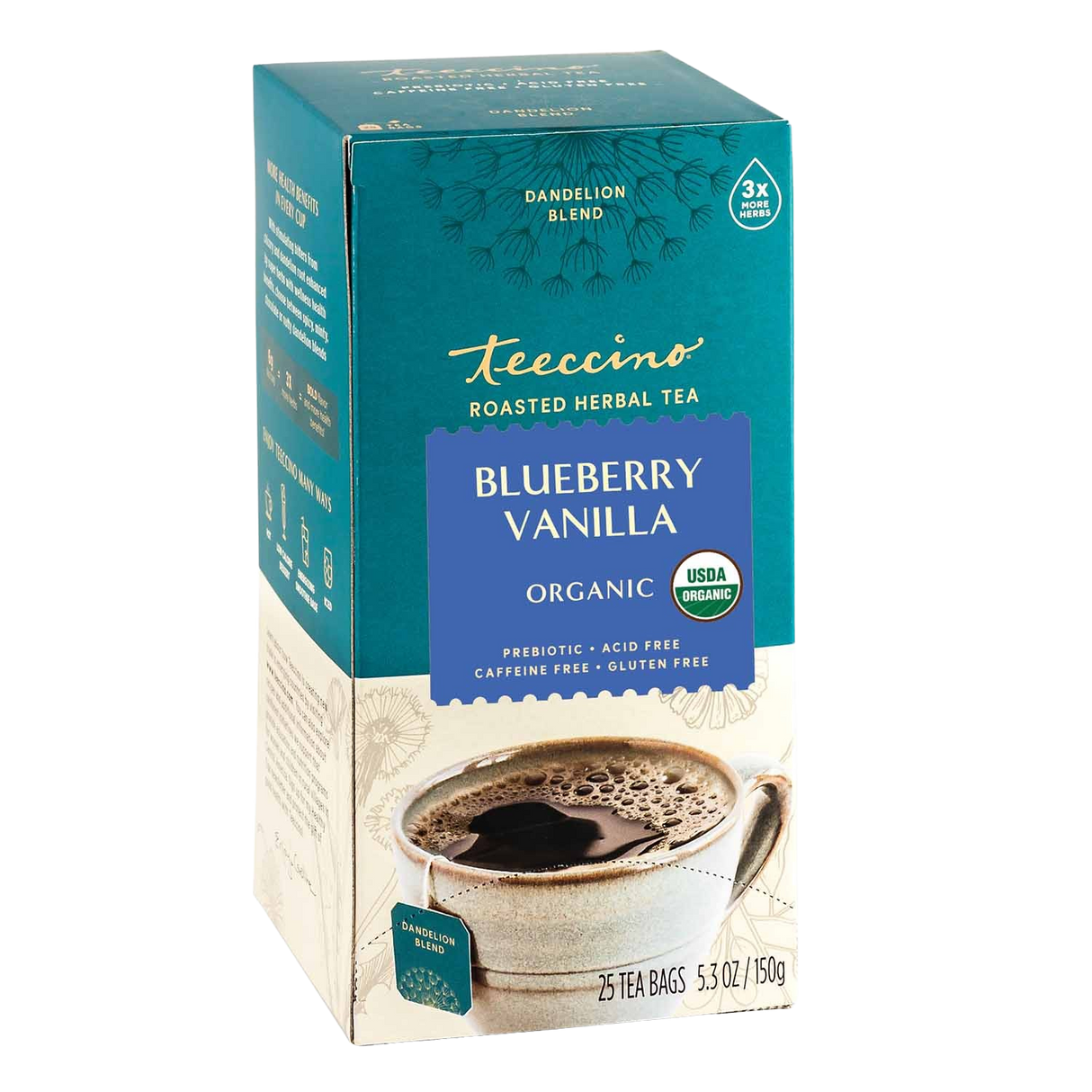 Té de hierbas tostado de diente de león, arándanos y vainilla