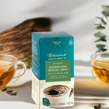 Té de hierbas tostado de diente de león con mocha y menta