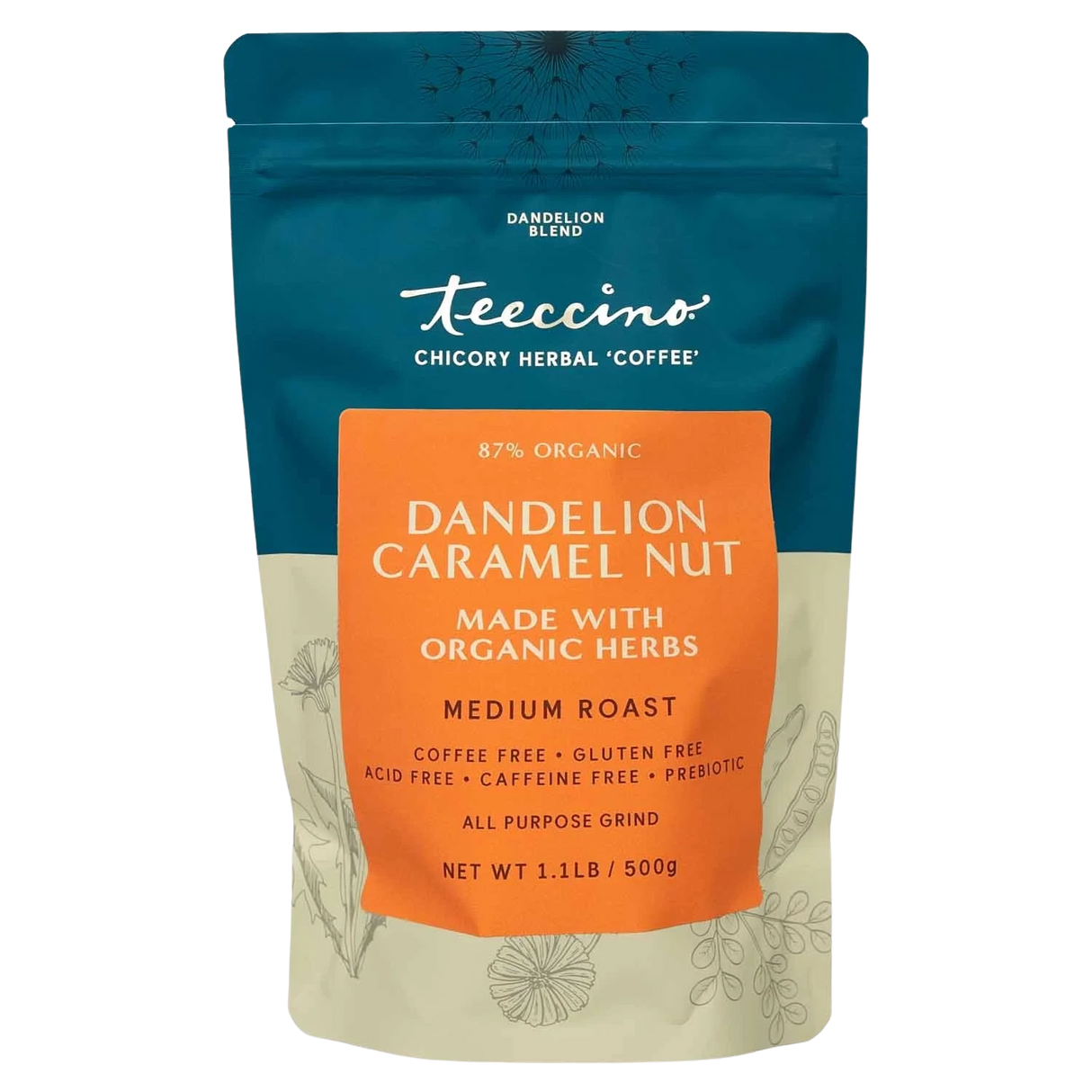 Café Herbal de Achicoria, Diente de León, Caramelo y Nuez