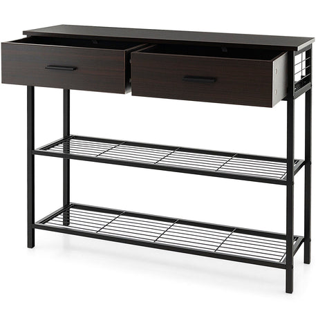 Mesa de entrada de 39.5 pulgadas con 2 cajones y estantes de 2 niveles