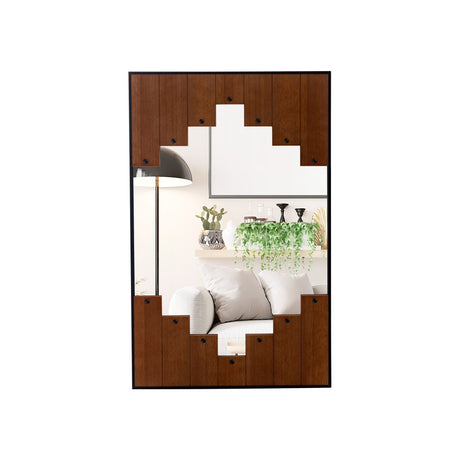 Espejo de pared rectangular decorativo de 37.5 x 26.5 pulgadas con marco en forma de teclas de piano - Negro