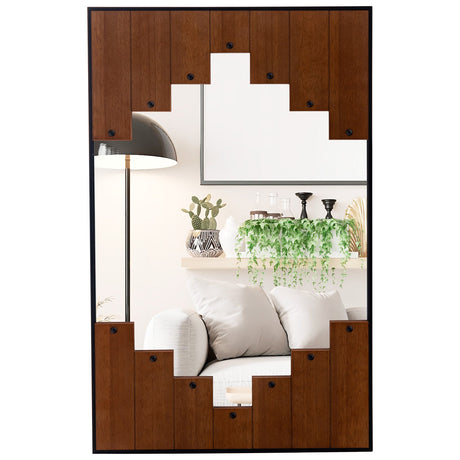 Espejo de pared rectangular decorativo de 37.5 x 26.5 pulgadas con marco en forma de teclas de piano - Negro
