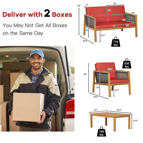 Juego de muebles de ratán para patio de 4 piezas con cojines extraíbles