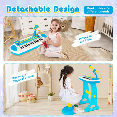 Teclado de piano de juguete de 31 teclas con micrófono y múltiples sonidos para niños de 3 años en adelante