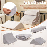 Cuña de cama de 4 piezas para alivio del dolor de espalda, cuello y piernas - Gris
