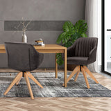 Juego Moderno Leathaire de 2 Sillones Giratorios con Patas de Madera de Haya