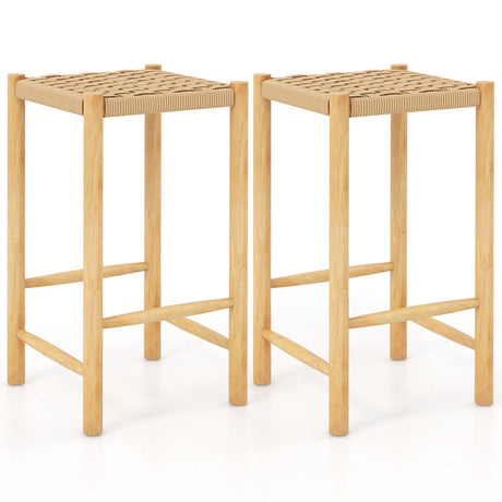 Taburete de bar de comedor de 26 pulgadas, juego de 2, natural