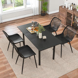 Sillas de cocina modernas con patas de metal, respaldo calado, asiento curvo para comedor, oficina en casa - Negro