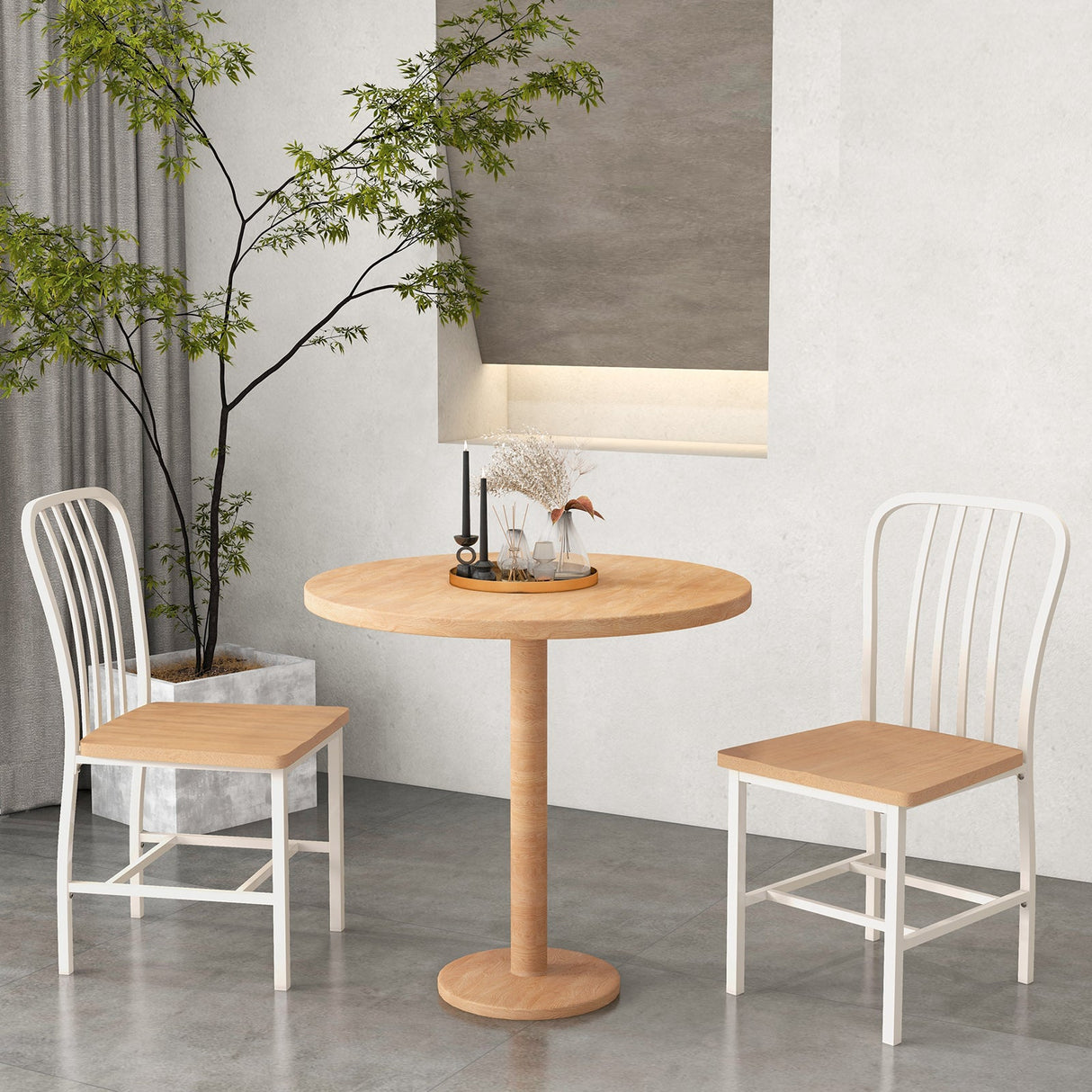 Juego de 2 sillas de comedor sin brazos con respaldo de husillo y asiento ergonómico