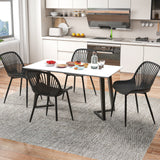 Sillas de cocina modernas con patas de metal, respaldo calado, asiento curvo para comedor, oficina en casa - Negro