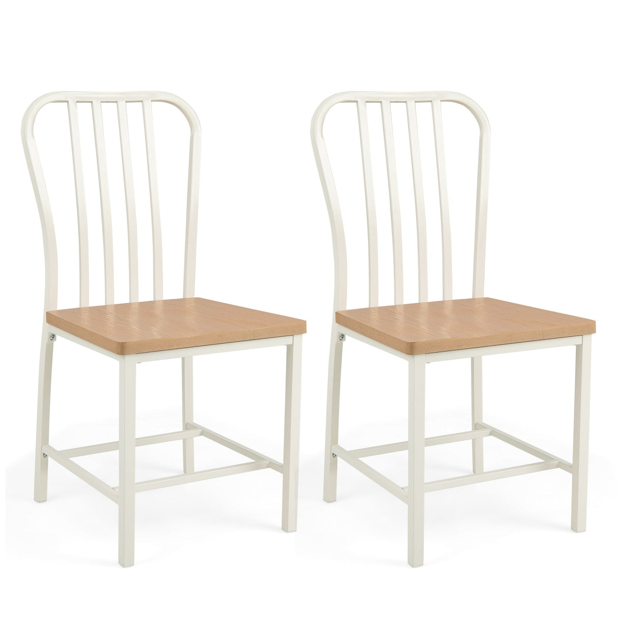Juego de 2 sillas de comedor sin brazos con respaldo de husillo y asiento ergonómico