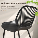 Sillas de cocina modernas con patas de metal, respaldo calado, asiento curvo para comedor, oficina en casa - Negro
