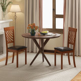 Juego de 2 Sillas de Comedor con Patas de Madera de Caucho y Respaldo Ergonómico para Comedor-Nogal