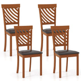 Juego de 2 Sillas de Comedor con Patas de Madera de Caucho y Respaldo Ergonómico para Comedor-Nogal