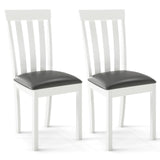 Dining Chair Set of 2 Upholstered Wooden Kitchen Chairs with Padded Seat and Rubber Wood Frame