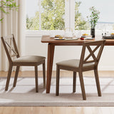 Juego de 2 sillas de comedor modernas con asiento tapizado - Marrón
