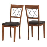 Juego de 2 Sillas de Comedor Tapizadas en Tela sin Brazos para Cocina con Estructura de Madera de Caucho - Nogal