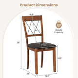 Juego de 2 Sillas de Comedor Tapizadas en Tela sin Brazos para Cocina con Estructura de Madera de Caucho - Nogal