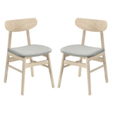 Dining Chair Set of 2 Fabric Upholstered Kitchen Armless Chairs-Natural