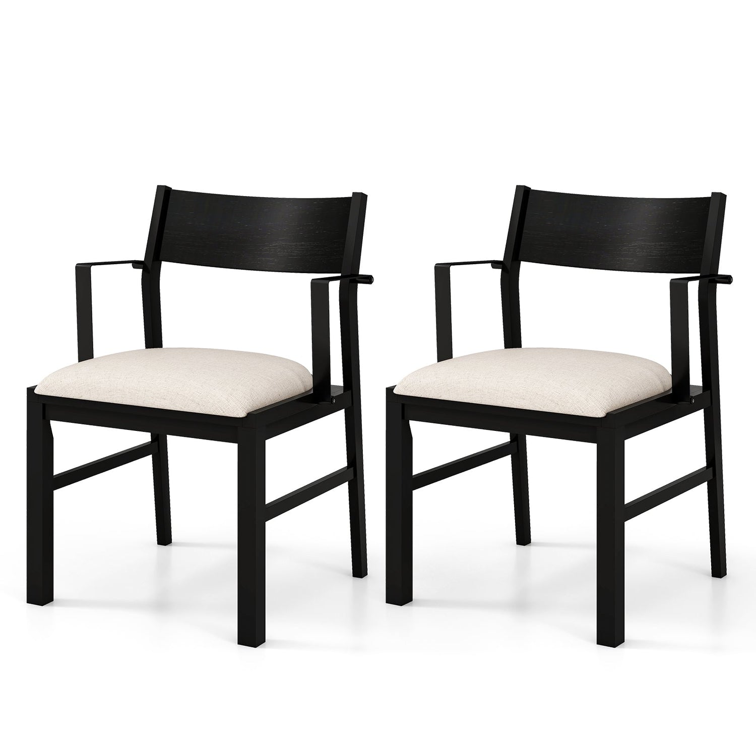 Sillas de comedor con respaldo contorneado y asiento acolchado, juego de 2