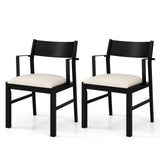 Sillas de comedor con respaldo contorneado y asiento acolchado, juego de 2