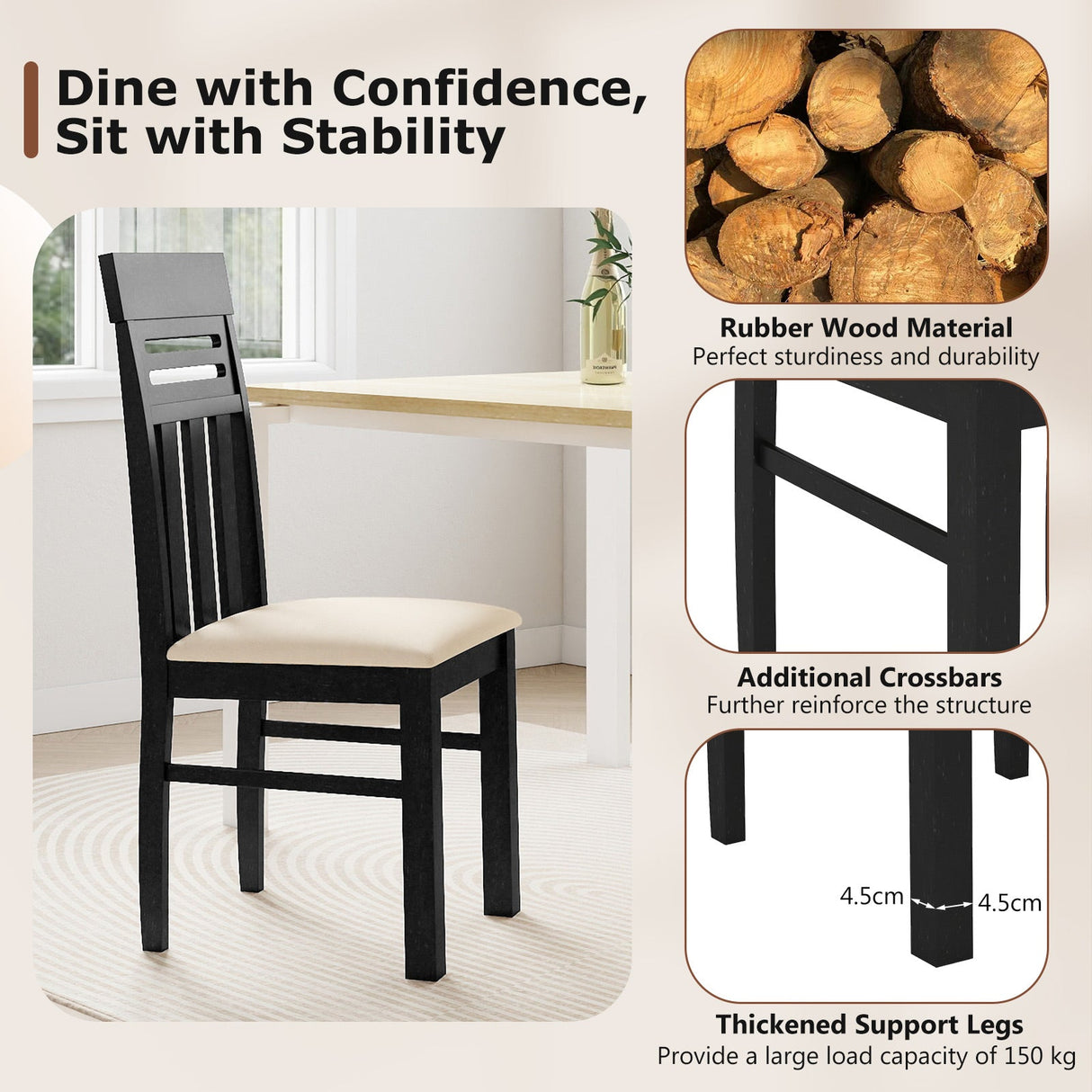 Sillas de comedor Sillas de comedor de respaldo alto Juego de 2