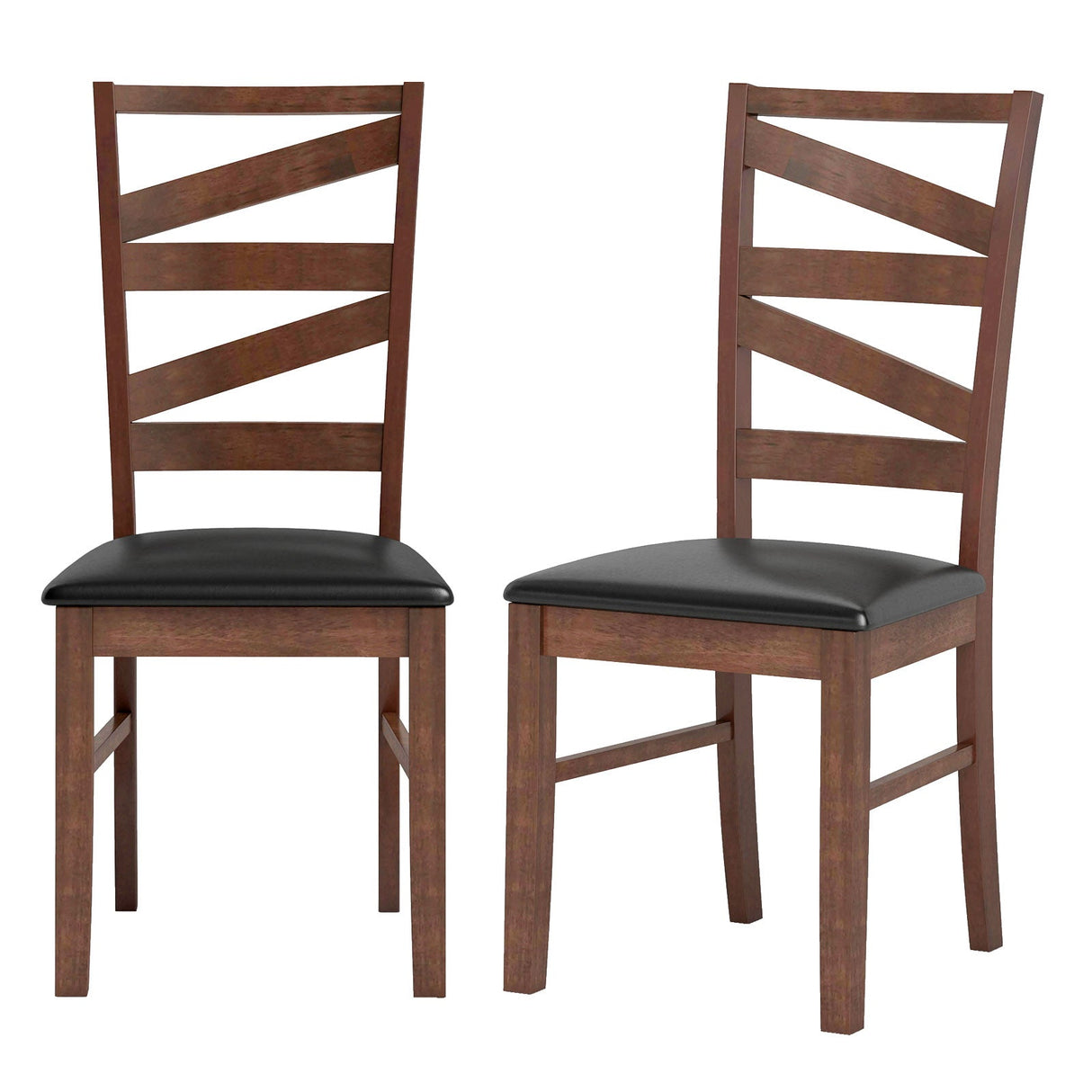 Juego de 2 sillas de comedor, sillas auxiliares de cocina con patas de madera de caucho - Nogal