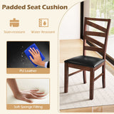 Juego de 2 sillas de comedor, sillas auxiliares de cocina con patas de madera de caucho - Nogal