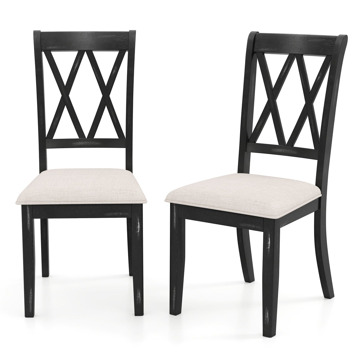 Juego de 2 sillas de comedor, sillas auxiliares de cocina con respaldo cruzado curvo - Beige