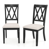 Juego de 2 sillas de comedor, sillas auxiliares de cocina con respaldo cruzado curvo - Beige