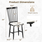 Juego de 2 sillas de comedor Windsor de madera maciza de caucho estilo rústico con cojines de asiento extraíbles - Negras