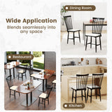 Juego de 2 sillas de comedor Windsor de madera maciza de caucho estilo rústico con cojines de asiento extraíbles - Negras