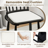 Juego de 2 sillas de comedor Windsor de madera maciza de caucho estilo rústico con cojines de asiento extraíbles - Negras