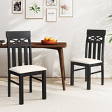 Sillas de comedor juego de 2 sillas de comedor con respaldo alto y asiento acolchado y estructura de madera de caucho - Negro