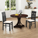 Sillas de comedor juego de 2 sillas de comedor con respaldo alto y asiento acolchado y estructura de madera de caucho - Negro