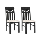 Sillas de comedor juego de 2 sillas de comedor con respaldo alto y asiento acolchado y estructura de madera de caucho - Negro