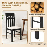 Sillas de comedor juego de 2 sillas de comedor con respaldo alto y asiento acolchado y estructura de madera de caucho - Negro