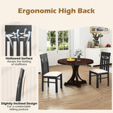 Sillas de comedor juego de 2 sillas de comedor con respaldo alto y asiento acolchado y estructura de madera de caucho - Negro