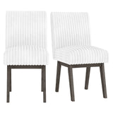 Juego de 2 sillas de comedor tapizadas con tela, sillas de cocina con asiento acolchado y patas de madera de caucho - Blanco + Gris