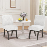 Juego de 2 sillas de comedor tapizadas con tela, sillas de cocina con asiento acolchado y patas de madera de caucho - Blanco + Gris