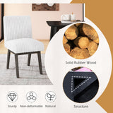 Juego de 2 sillas de comedor tapizadas con tela, sillas de cocina con asiento acolchado y patas de madera de caucho - Blanco + Gris