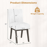 Juego de 2 sillas de comedor tapizadas con tela, sillas de cocina con asiento acolchado y patas de madera de caucho - Blanco + Gris