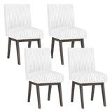 Dining Chairs Set of 4 Fabric Upholstered Kitchen Chairs with Padded Seat and Rubber Wood Legs-White+Gray