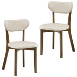 Dining Chairs Set of 2 Upholstered Mid-Back Chairs with Solid Rubber Wood Frame