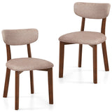 Dining Chairs Set of 2 Upholstered Mid-Back Chairs with Solid Rubber Wood Frame